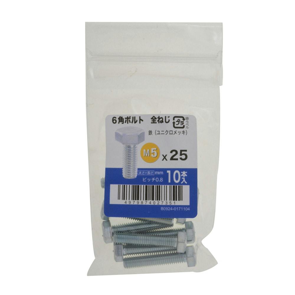 六角ボルト全ねじ 10入り 5×25