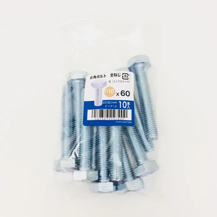 六角ボルト全ねじ 10入り 10×60