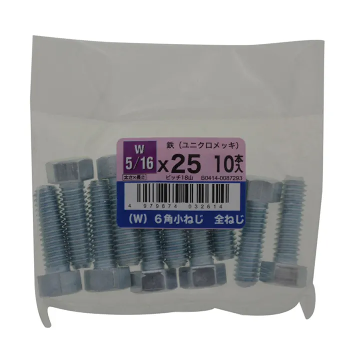 (W)6角小ねじ全ねじ 10入り 5/16×25