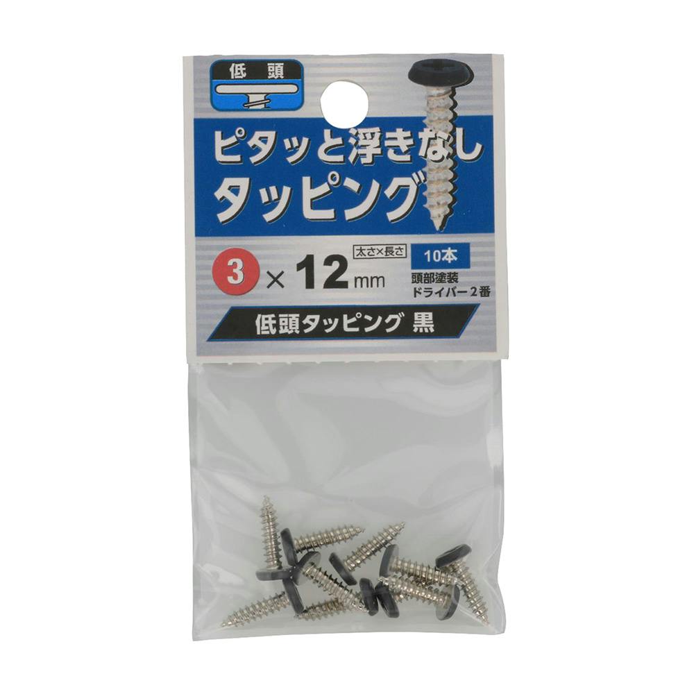 タッピング 低頭 黒 M3×12mm タッピングねじ タッピング 低頭 黒 M3×12mm タッピングねじ