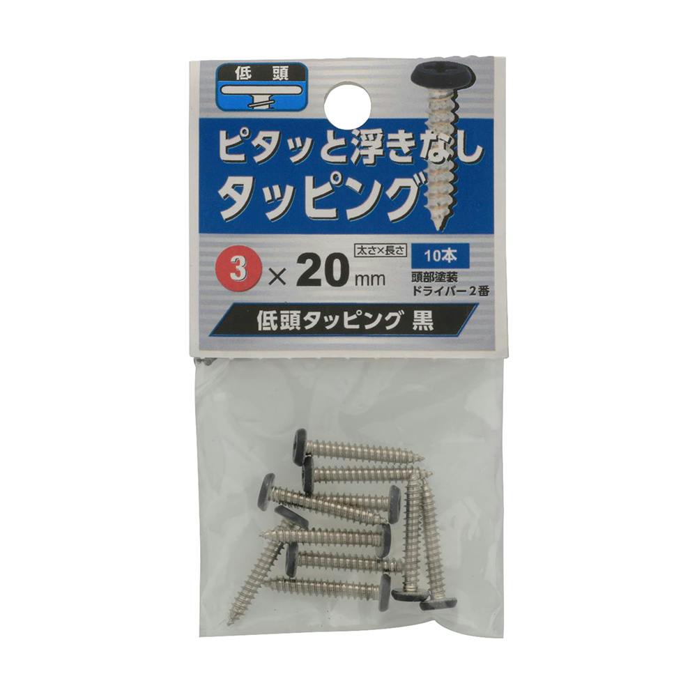 タッピング 低頭 黒 M3×20mm タッピングねじ タッピング 低頭 黒 M3×20mm タッピングねじ
