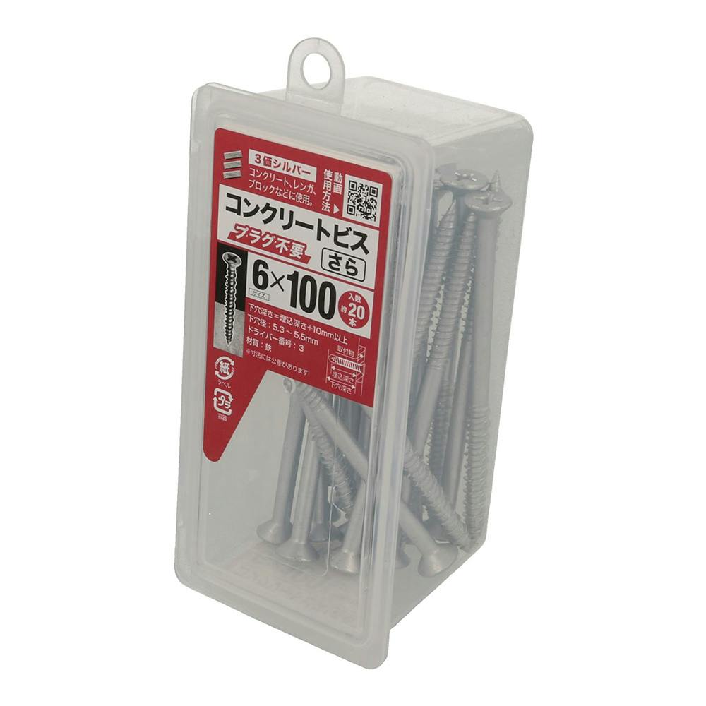コンクリートビス さら NP 6×100mm 約20本 | ねじ・くぎ・針金・建築