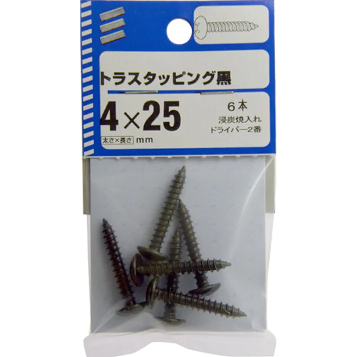 トラスタッピング 黒 4×25mm 6入