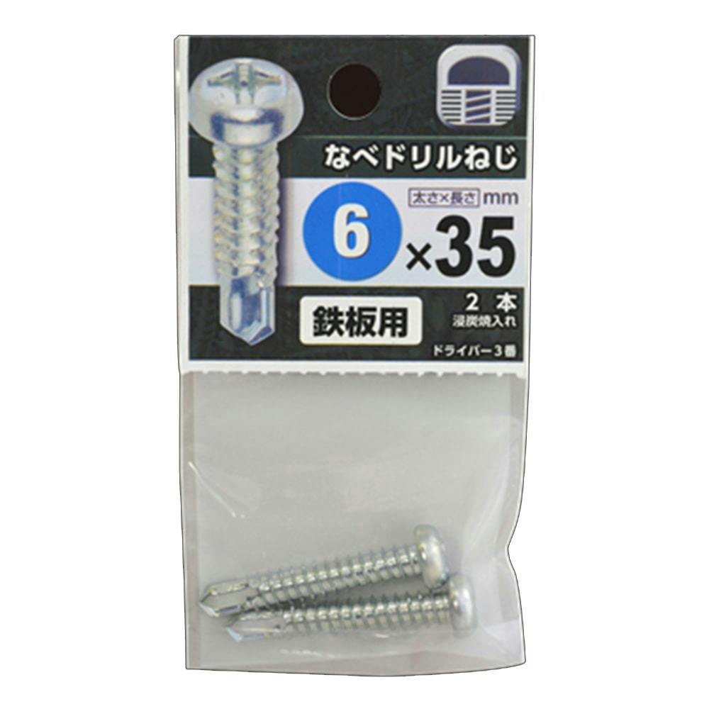 なべドリルねじ 鉄板用 6×35 2本 | ねじ・くぎ・針金・建築金物 通販