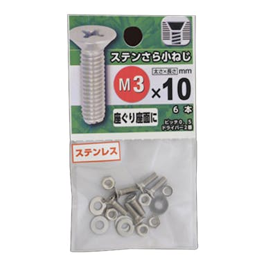 ステンレス十字穴付きさら小ねじ 3×10mm