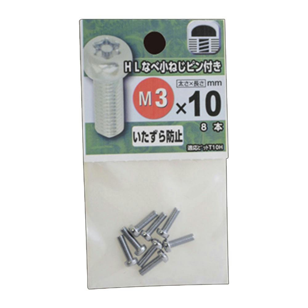 HLなべ小ねじピン付き クローム M3×10mm 8本