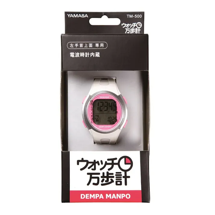 山佐時計計器 ウォッチ万歩計 ホワイト×ピンク TM-450