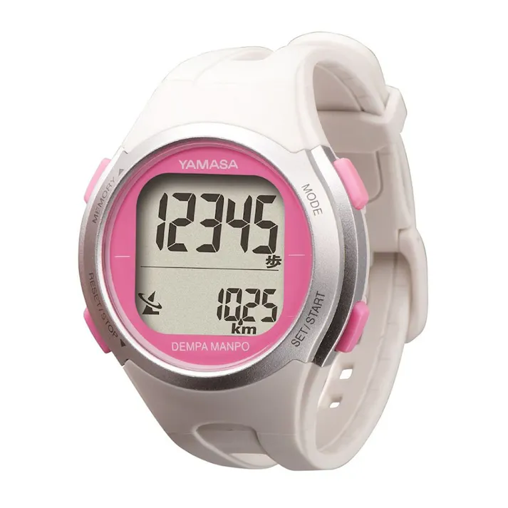山佐時計計器 ウォッチ万歩計 ホワイト×ピンク TM-450