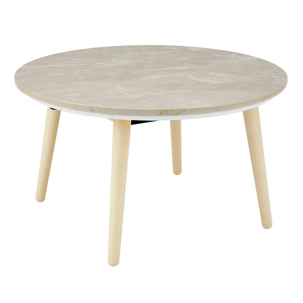 丸形こたつ シロナ 幅67cm 奥行67cm 高さ38cm ホワイトマーブル R67G