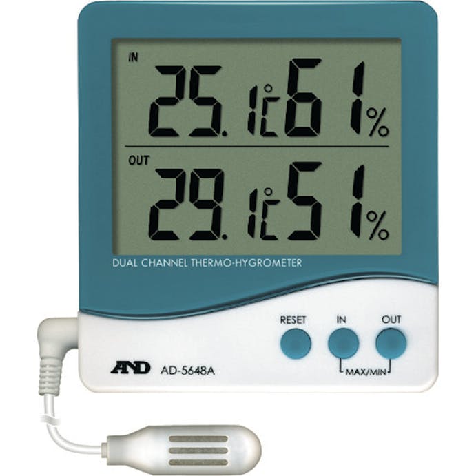 【CAINZ-DASH】エー・アンド・デイ デュアルチャンネル温度・湿度計 AD5648A【別送品】