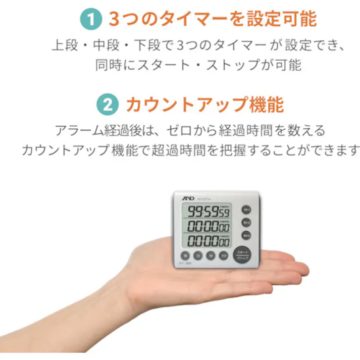 【CAINZ-DASH】エー・アンド・デイ 3チャンネルタイマー 100時間形 AD5701A【別送品】