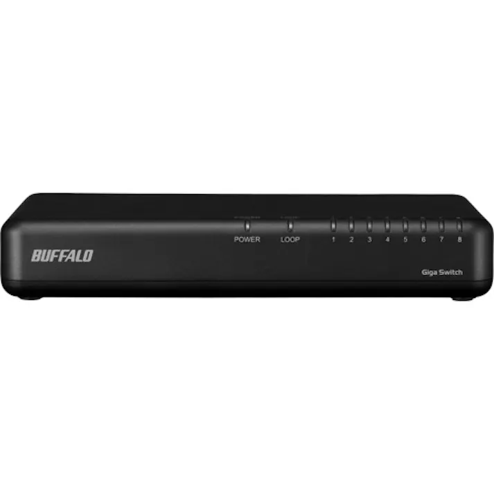 【CAINZ-DASH】バッファロー Giga 8ポート スイッチングハブ 電源内蔵 プラスチック筐体 マグネット付 ブラック LSW6-GT-8NP/BK【別送品】