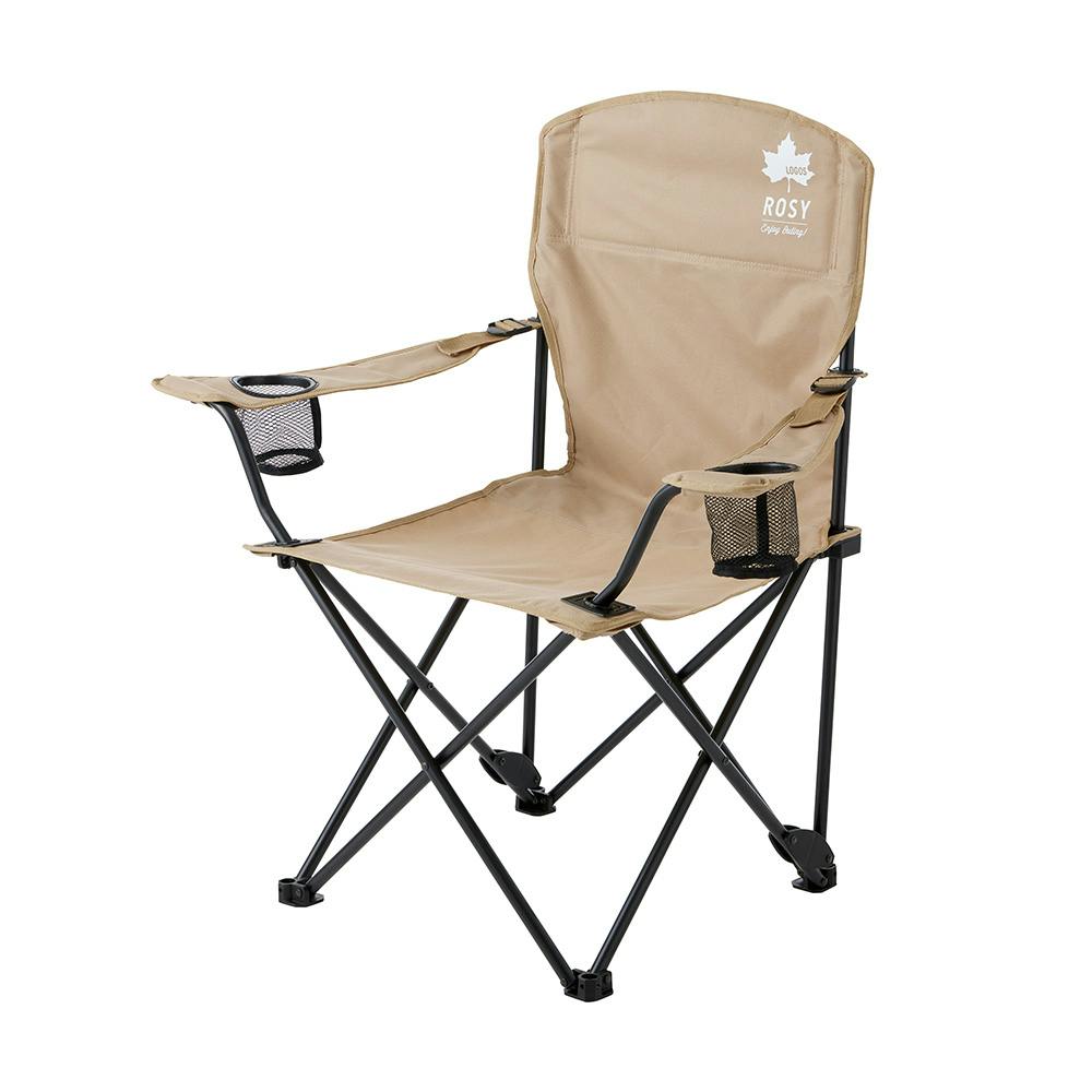 LOGOS アウトドアチェア ベージュ ヘッドレスト付き ロゴス、ヘッドレストの高さ調節が可能な「Tradcanvas ヘッドレスト