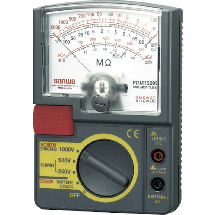 【CAINZ-DASH】三和電気計器 アナログ絶縁抵抗計 1000V/500V/250V PDM1529S【別送品】