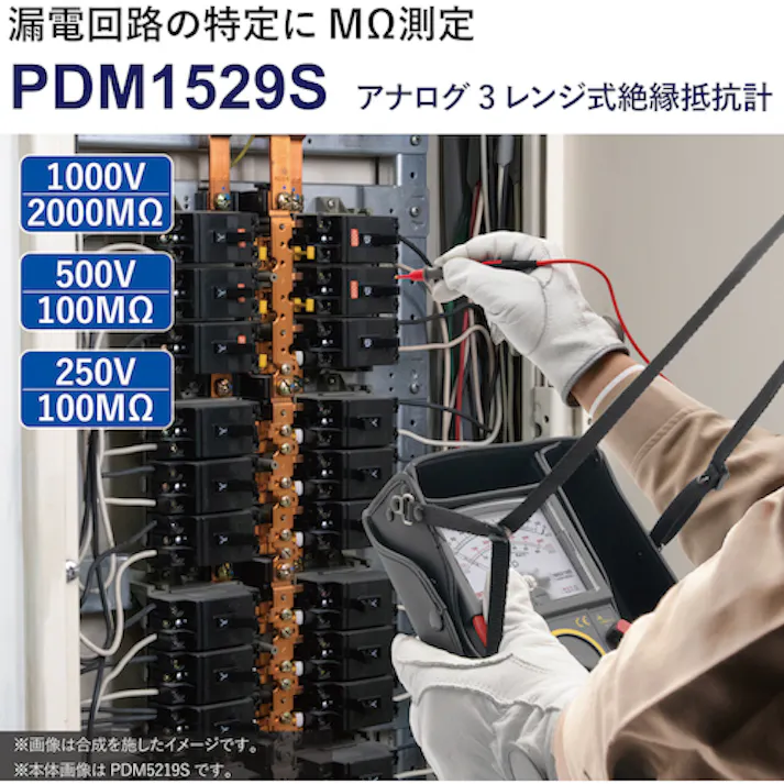 【CAINZ-DASH】三和電気計器 アナログ絶縁抵抗計 1000V/500V/250V PDM1529S【別送品】