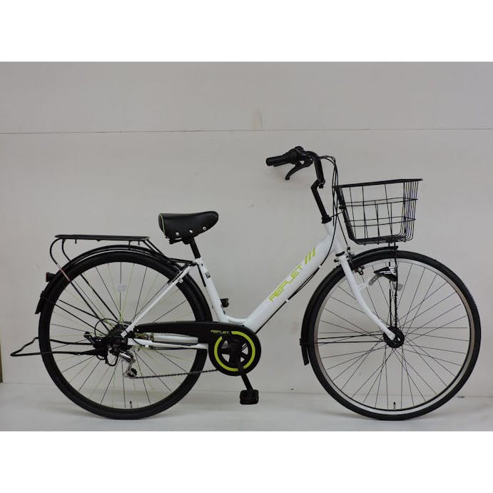 【自転車】《シナネンサイクル》軽快車 リフレ 27インチ 外装6段 オートライト2 ホワイト/グリーン(販売終了)