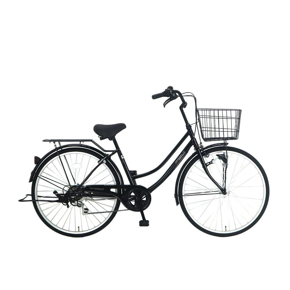 【自転車】《シナネンサイクル》軽快プレスト5 26インチ 外装6段 オートライト ブラック