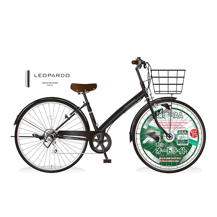【自転車】シティ車 LEOPARDO 27型 外装6段 BAA ブラック