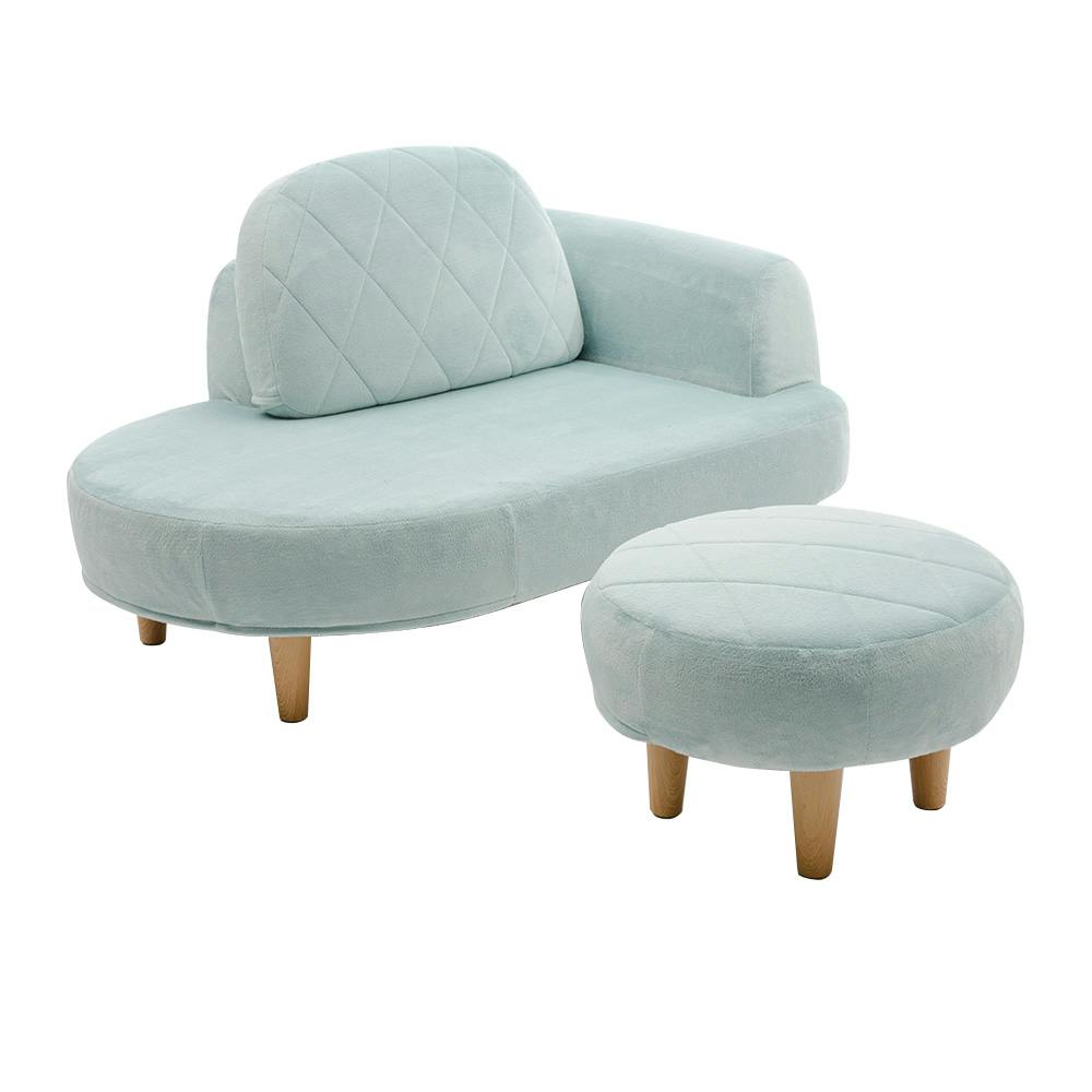 希少♦️モッツレラソファ♦️マカロン型 オットマン♦️ブルー×シルバー♦️未使用 送料込 希少☆モッツレラソファ☆マカロン型 オットマン☆ブルー