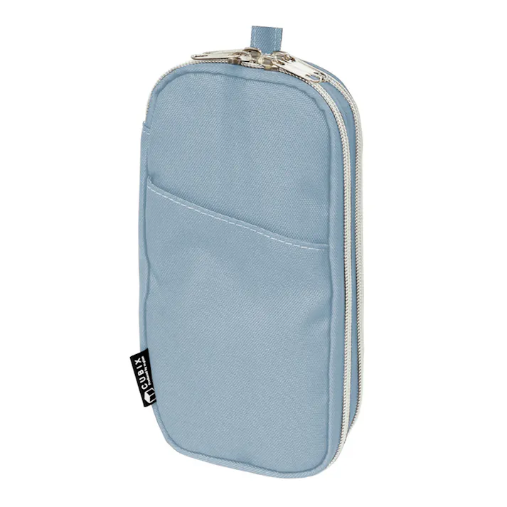 エムプラン ペンケースダブルラウンドジップ ブルー