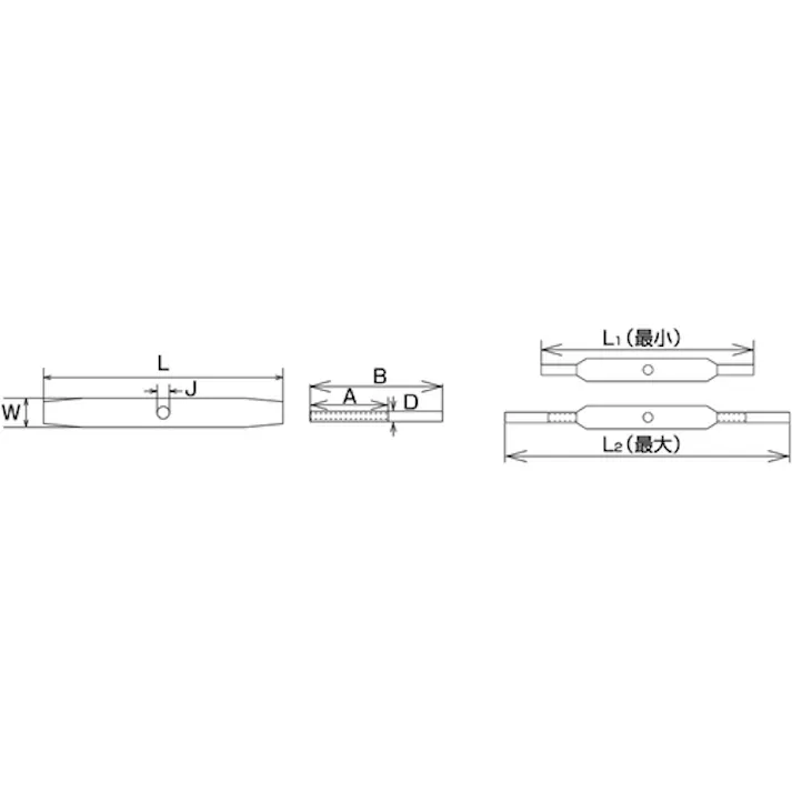 【CAINZ-DASH】水本機械製作所 ステンレス パイプターンバックル(ストレート&ストレート) 捻子径4分 A-584【別送品】