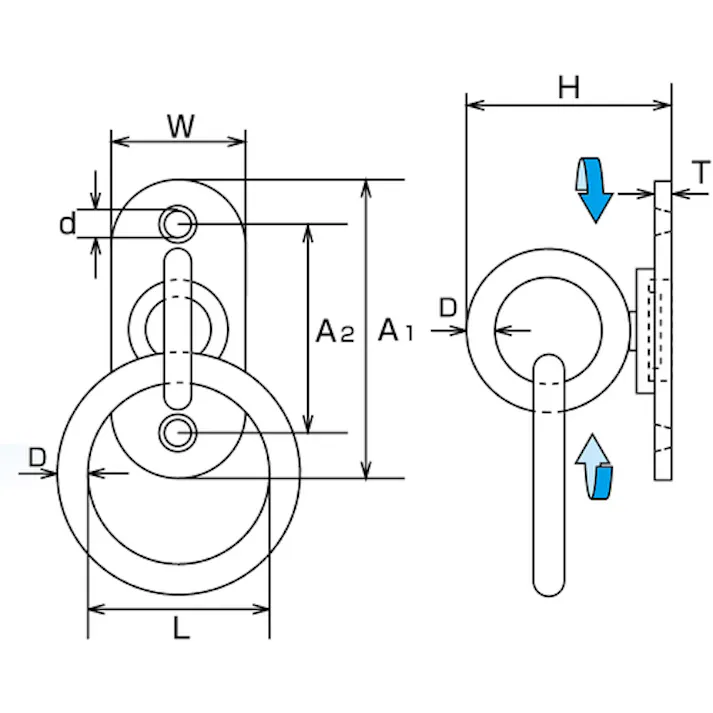 【CAINZ-DASH】水本機械製作所 アイプレート ステンレス 回転パッドアイ丸カン 丸カン内径40mm 25mm×55mm B-915【別送品】