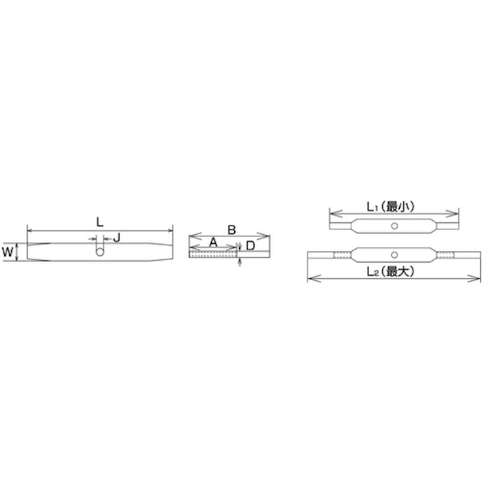 【CAINZ-DASH】水本機械製作所 ステンレス　パイプターンバックル（ストレート）　捻子径３分 B-583【別送品】