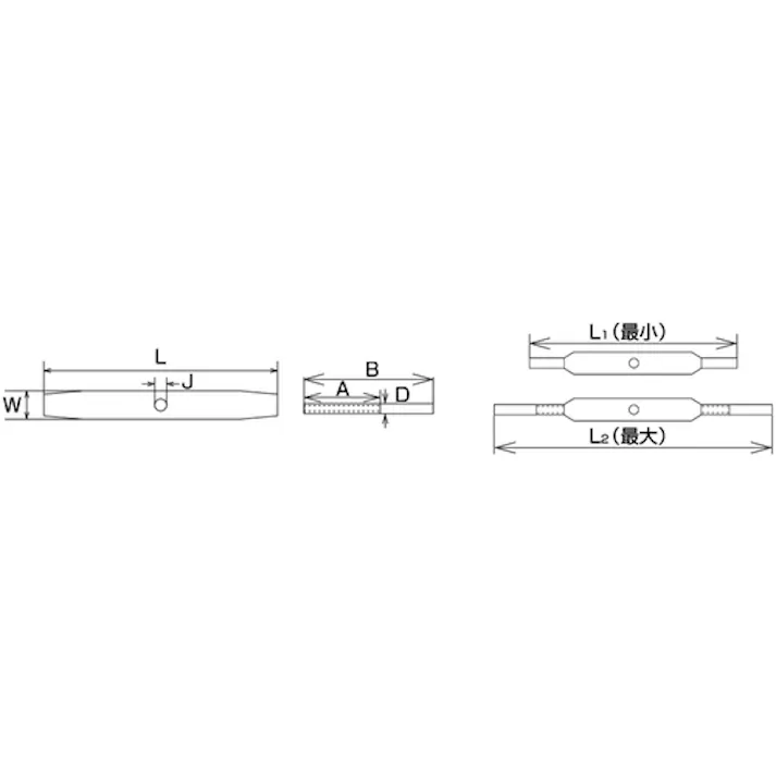 【CAINZ-DASH】水本機械製作所 ステンレス パイプターンバックル(ストレート) 捻子径3分 B-583【別送品】