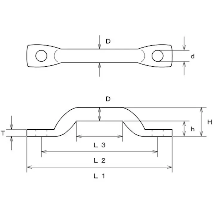【CAINZ-DASH】水本機械製作所 ステンレス ローアイストラップ 座ぐりなしタイプ 線径8mm ピッチ57mm B-1252【別送品】
