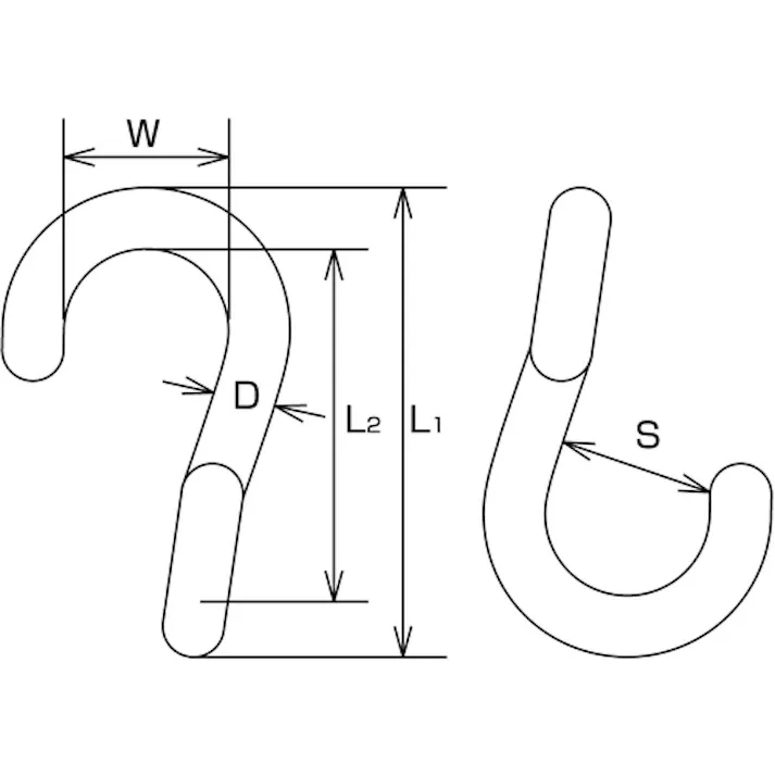 【CAINZ-DASH】水本機械製作所 ステンレス ロープ用Sカン ツイスト 全長61mm B-1334【別送品】