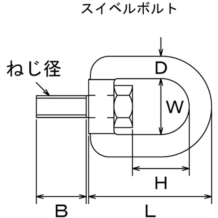 【CAINZ-DASH】水本機械製作所 フック ステンレス スイベルボルト ミリネジ 捻子径M-6 使用荷重0.49kN B-1466【別送品】