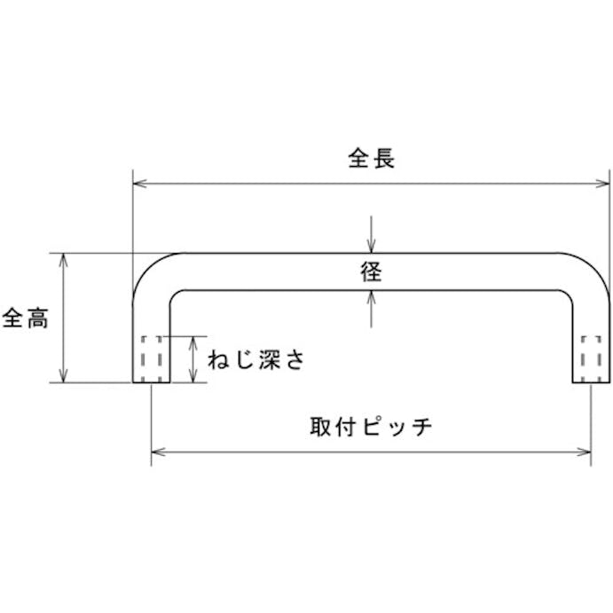 【CAINZ-DASH】水本機械製作所 ステンレス　引き取手Ｃ型（めねじ）ヘアーライン仕上　線径７ｍｍ　ピッチ９３ｍｍ B-1799【別送品】