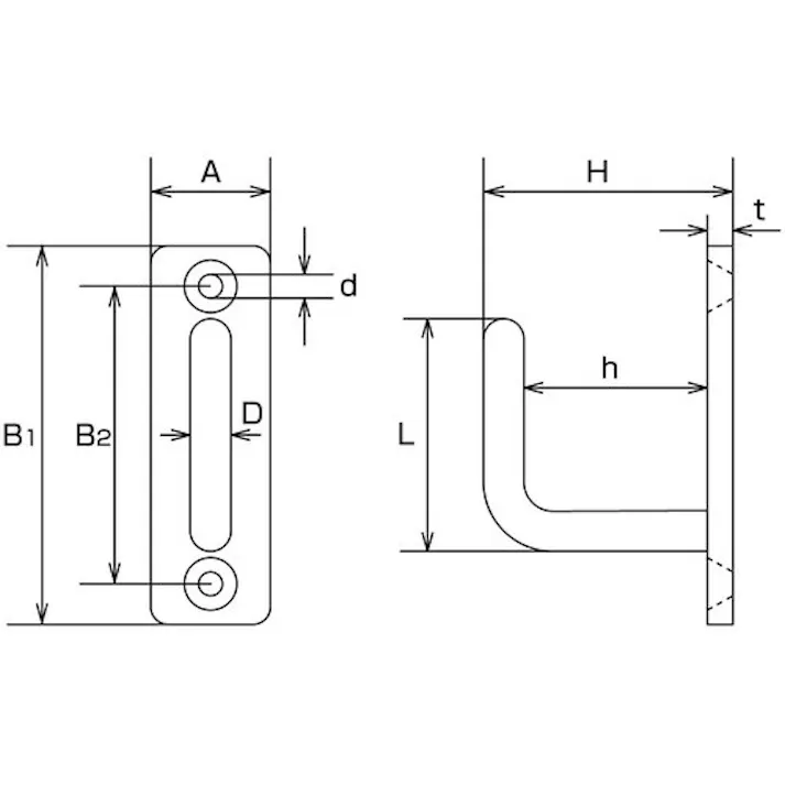 【CAINZ-DASH】水本機械製作所 吊金具(ビス止めタイプ) ステンレス ロングアイフック 18mm×60mm 使用荷重0.12kN B-2130【別送品】