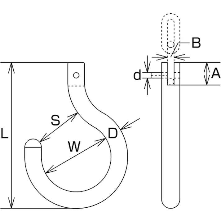 【CAINZ-DASH】水本機械製作所 ステンレス チェーンフック 線径6mm 長さ60mm B-2147【別送品】