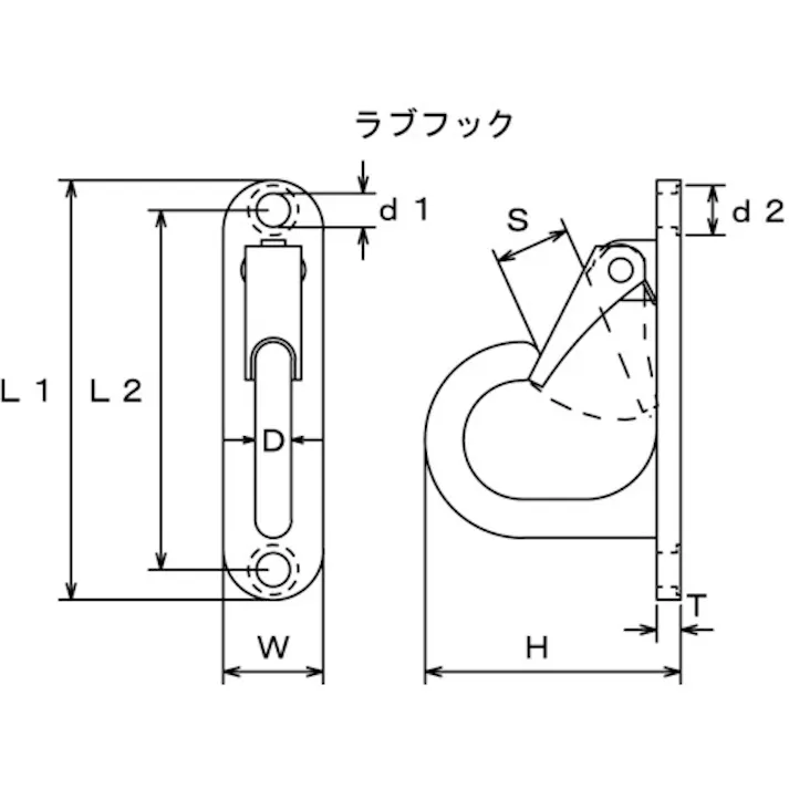 【CAINZ-DASH】水本機械製作所 ステンレス ラブフック 平面用 全長105mm(JANコード袋入り) B-2519【別送品】