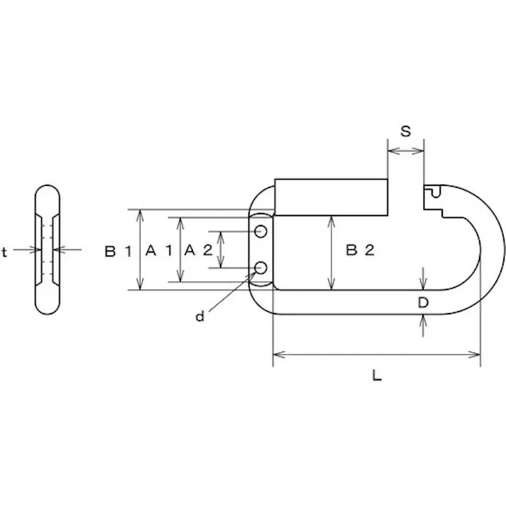 【CAINZ-DASH】水本機械製作所 ステンレス クイックロックキャッチ(ベルトタイプ) 線径6mm 長さ51.5mm (1個入) B-2603【別送品】