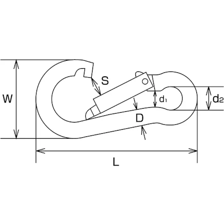 【CAINZ-DASH】水本機械製作所 ステンレス スナップフックB型 SUS316 線径6mm 長さ61mm (1個入) B-2632【別送品】