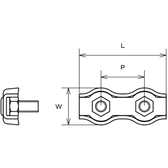 【CAINZ-DASH】水本機械製作所 ステンレス　ダブルワイヤークリップ　使用ロープ径１．５ｍｍ B-2641【別送品】