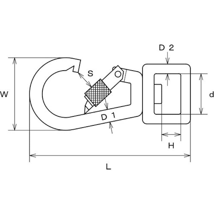 【CAINZ-DASH】水本機械製作所 ステンレス　環付スナップフックＮＢＬ型（ベルトタイプ）　線径５ｍｍ　長さ７７ｍｍ　（１個入） B-2669【別送品】