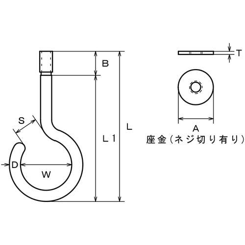 CAINZ-DASH】水本機械製作所 ステンレス 吊りフック（ブネジ