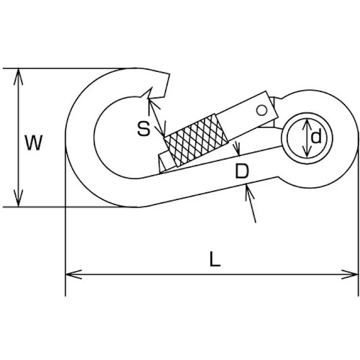 【CAINZ-DASH】水本機械製作所 ステンレス 環付スナップフックNA型(リング付) 線径4mm 長さ45mm(1個入) B-2791【別送品】