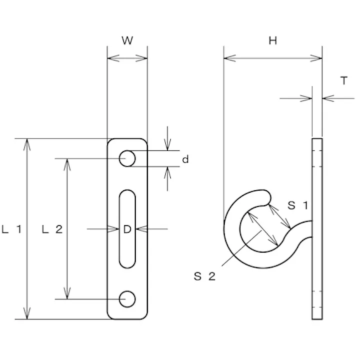 【CAINZ-DASH】水本機械製作所 ステンレス プレートフック (ツイスト) 12mm×55mm(1個入り) B-2930【別送品】