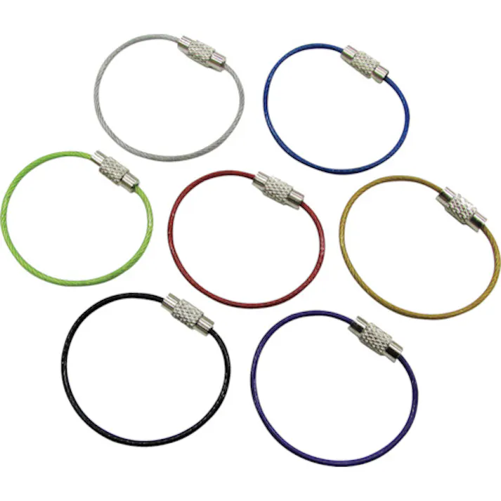 【CAINZ-DASH】水本機械製作所 キーワイヤーホルダー ワイヤー径1mm全長120mm レッド (1個入り) B-2952【別送品】