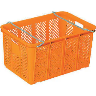 【CAINZ-DASH】三甲 ネスティングコンテナー 107600 サンテナーA#80(ハンドル付)オレンジ SK-A80H-OR【別送品】