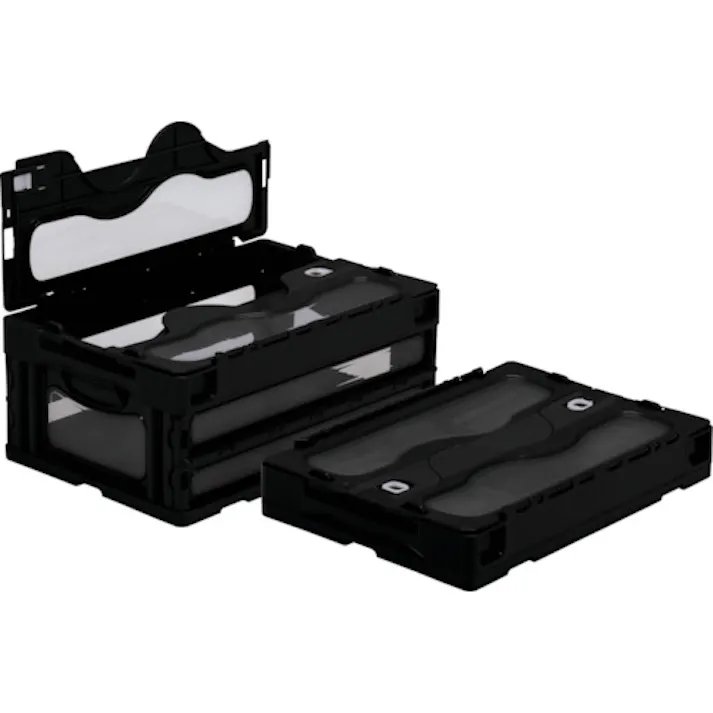 【CAINZ-DASH】三甲 フタ一体型折りたたみコンテナー 559030 マドコンC-30Bブラック SKO-C-30B-BK【別送品】