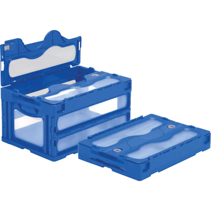 【CAINZ-DASH】三甲 フタ一体型折りたたみコンテナー 559020 マドコンC-40Bブルー SKO-C-40B-BL【別送品】