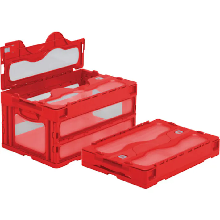 【CAINZ-DASH】三甲 フタ一体型折りたたみコンテナー 559020 マドコンC-40Bレッド SKO-C-40B-RE【別送品】