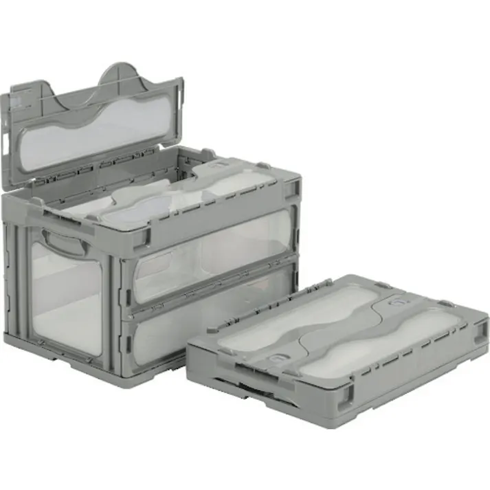 【CAINZ-DASH】三甲 フタ一体型折りたたみコンテナー 559000 マドコンC-50B ライトグレー SKO-C-50B-GLL【別送品】