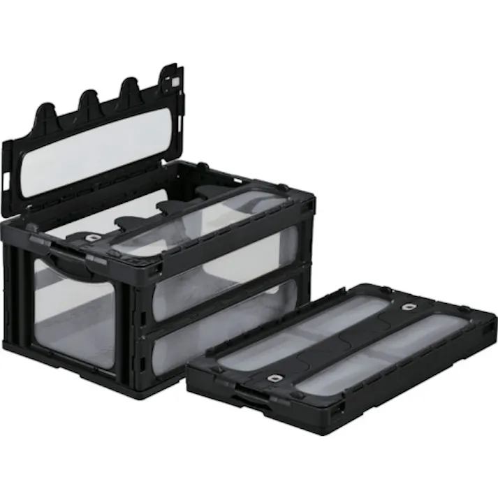 【CAINZ-DASH】三甲 フタ一体型折りたたみコンテナー 559060 マドコンC-75Bブラック SKO-C-75B-BK【別送品】