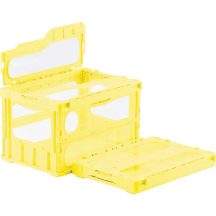 【CAINZ-DASH】三甲 フタ一体型折りたたみコンテナー 559110 マドコンライトC-50Bイエロー SKMLO-C-50B-YE【別送品】